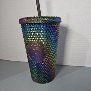Starbucks Oil Slick Rainbow Studded Tumbler 16oz. Grande Cold Cup Fall 2023